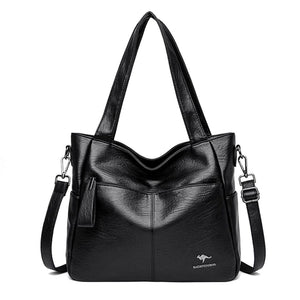Cap Point Black 2 Catherine Genuine Brand Ladies Soft Leather Shoulder Handbag