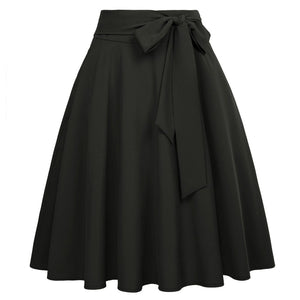 Cap Point Black 2 / S Perline Belle Poque High Waist Self-Tie Bow-Knot Embellished  A-Line Skirt