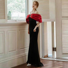 Load image into Gallery viewer, Cap Point Black / 2XL Salome Premium Sense Wine Red Fishtail One Line Shoulder Evening Dress
