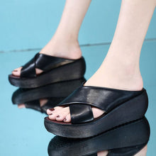 Load image into Gallery viewer, Cap Point black 3 / 4.5 Summer Flat High Heel Open Toe Platform Sandals
