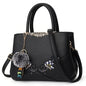Cap Point black 3 / One size Denise Leather Embroidered Messenger Tote Bag