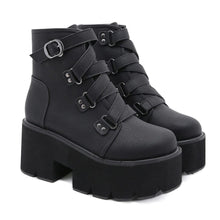 Load image into Gallery viewer, Cap Point Black / 35 Jalil PU Leather Flat platform Short Boots
