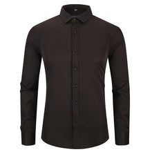 Load image into Gallery viewer, Cap Point Black / 38 Mens Non-Iron Anti-Wrinkle Elastic Slim Fit Shirt
