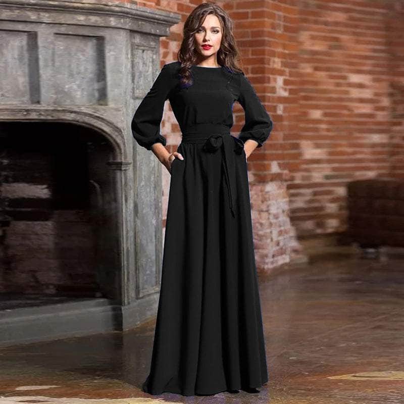 Cap Point Black / 3XL Rachel solid evening dress