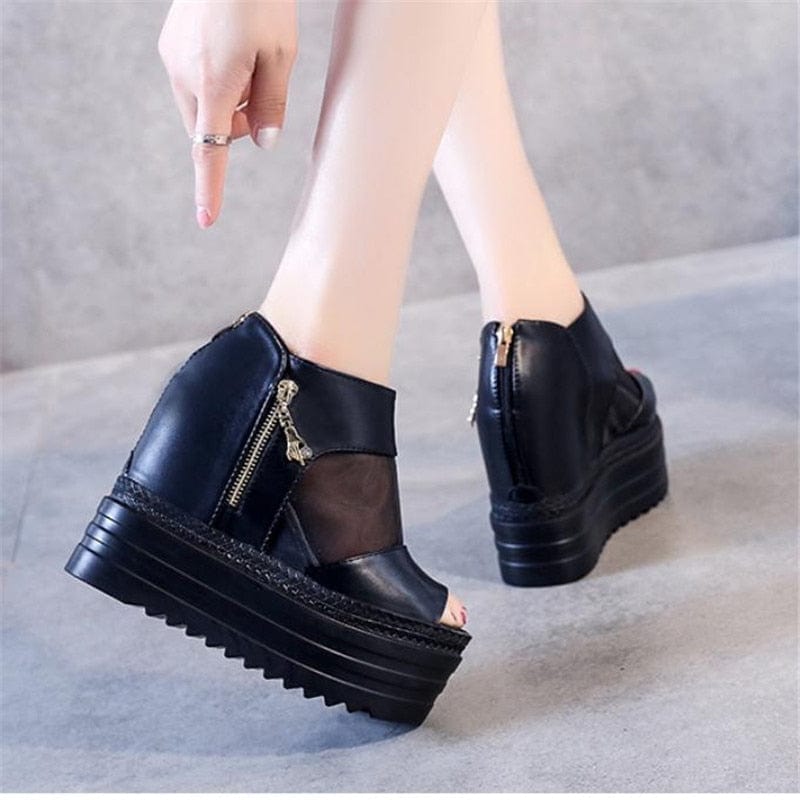 Cap Point black / 4.5 Colette High-heeled Muffin Thick-bottom Fish Mouth sandals