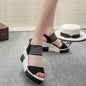 Cap Point black / 4.5 Fashion Wedge Casual Belt Buckle High Heel Sandals