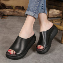 Load image into Gallery viewer, Cap Point black / 4.5 Summer Flat High Heel Open Toe Platform Sandals

