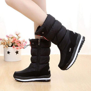 Cap Point black / 4.5 Women Waterproof Mid-calf  Thick Plush snow boots