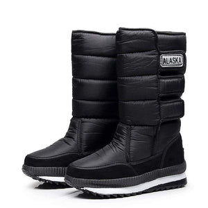 Cap Point Black / 4.5 Women Waterproof Mid-calf  Thick Plush snow boots