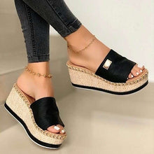 Load image into Gallery viewer, Cap Point black / 4 Fabulous Summer Wedges Platform Sandals
