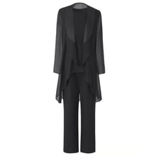 Load image into Gallery viewer, Cap Point black / 4 Ginette Elegant Chiffon Long Sleeves Mother of the Bride Pantsuit
