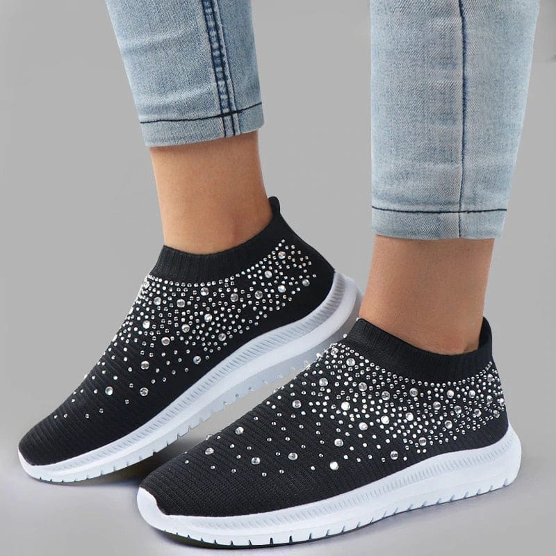 Cap Point Black / 5 Comfortable Soft Bottom Breathable Mesh Flat Sneakers