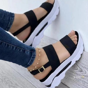 Cap Point black / 5 Fashion Wedge Female Platform Buckle Strap Street Summer Sandals