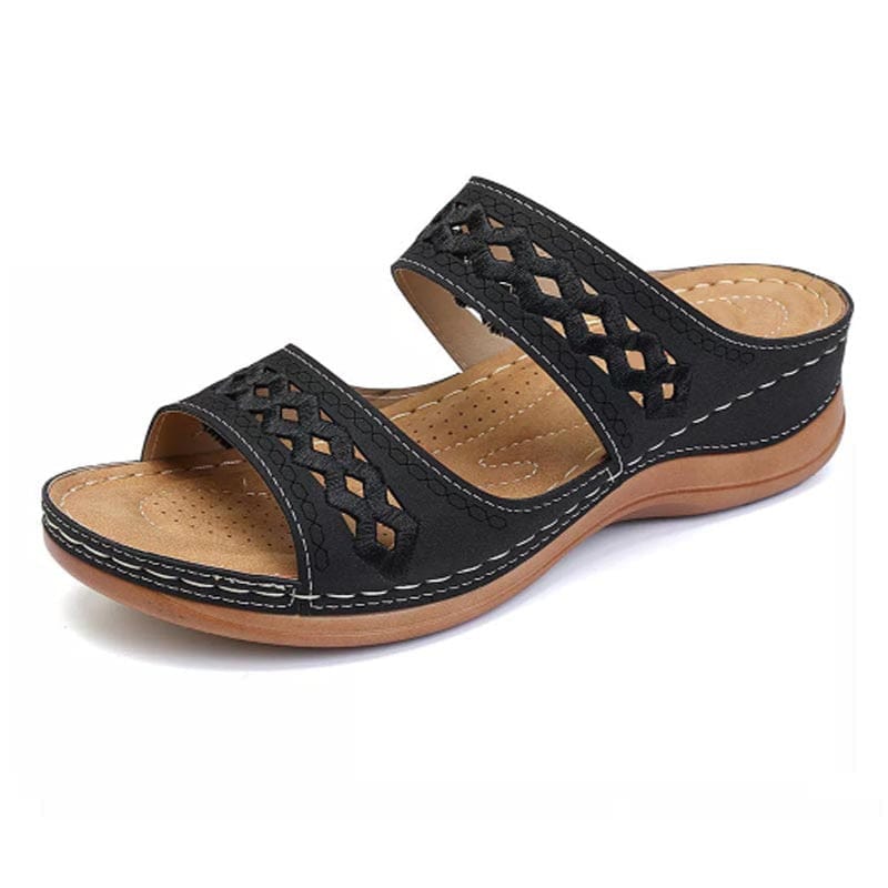 Cap Point Black / 5 Women's Retro Wedge Sandals