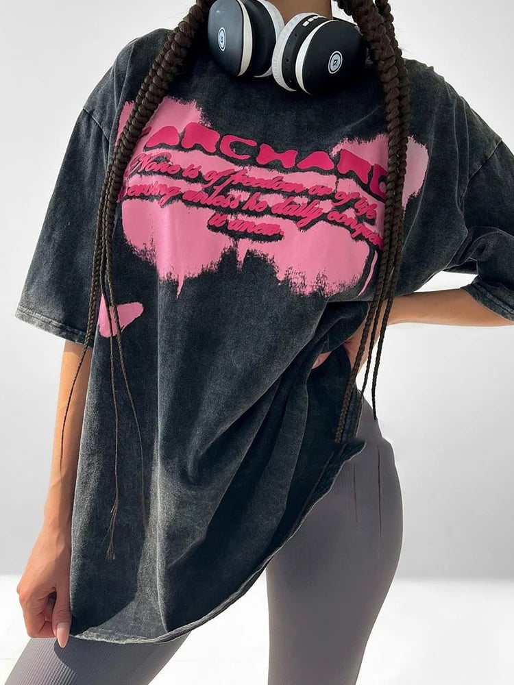 Cap Point Black 5 / XXL Aimee Vintage Cotton Streetwear T-shirt
