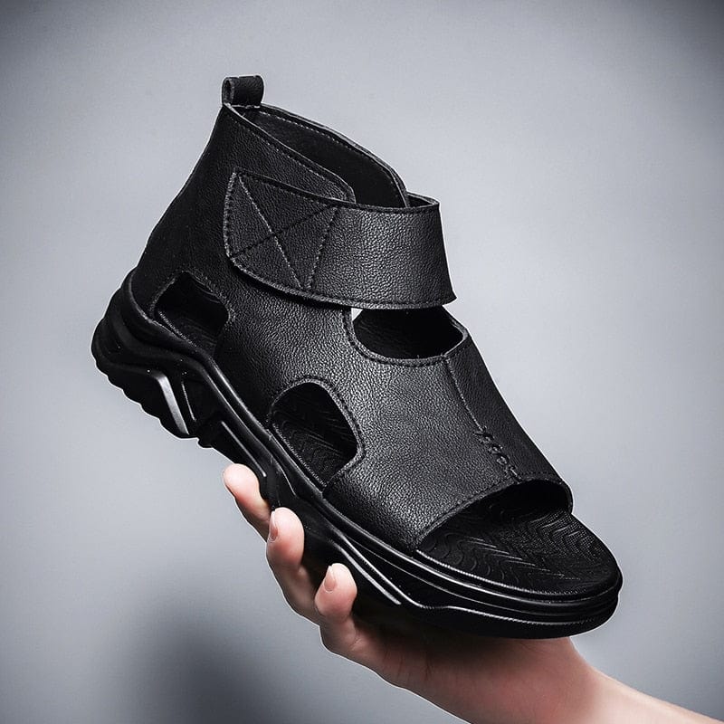 Cap Point black / 6.5 Mens Beach Lace-up Open Toe Shoes Highten Soft Sandals