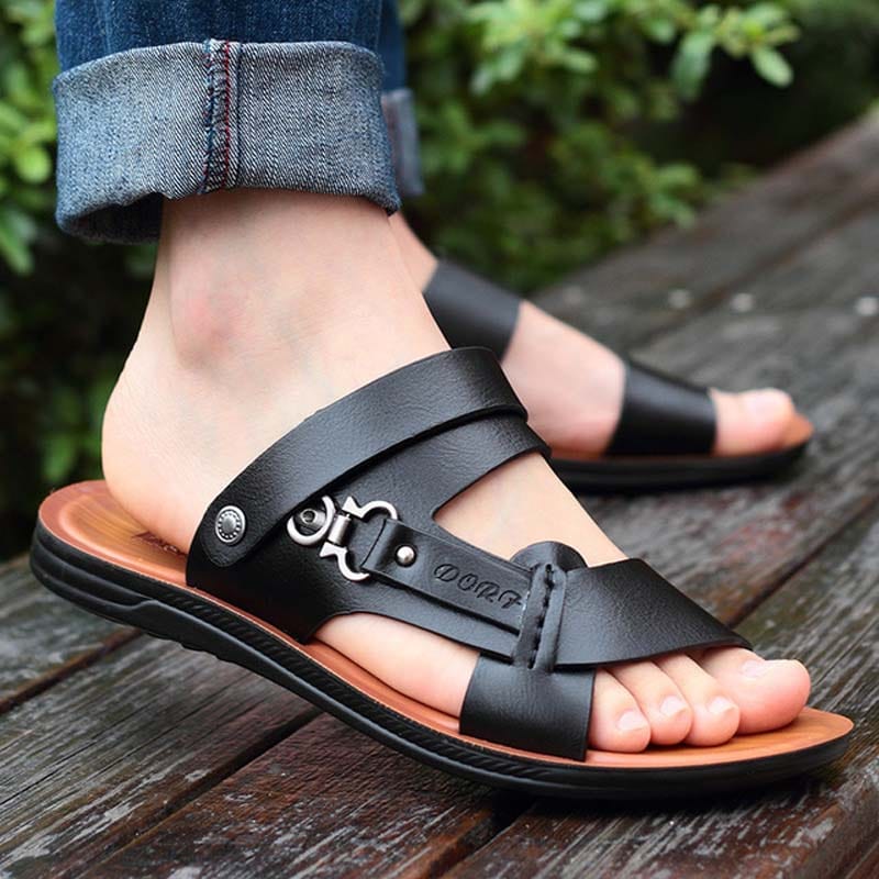 Cap Point black / 6.5 Mens Roman Comfortable Outdoor Walking Leather Sandals