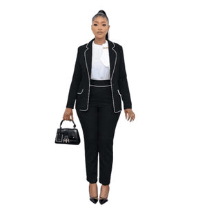 Cap Point Black / 6 Celine Office Lady New slim fit blazer and pencil pants set