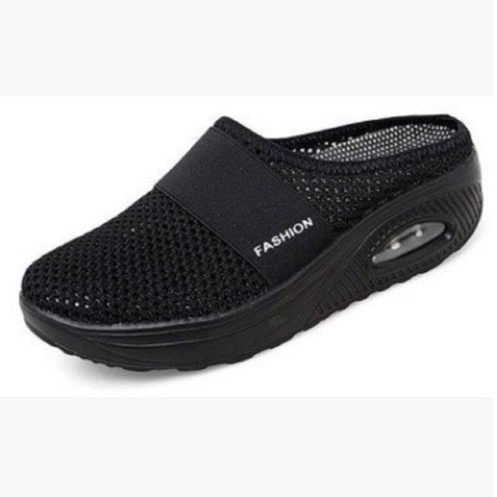 Cap Point black / 6 New Non-slip Platform Breathable Mesh Outdoor Walking Slippers