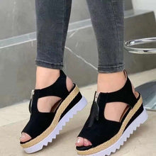 Load image into Gallery viewer, Cap Point black / 6 Summer Solid Color Open Toe Casual Sandals
