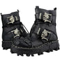 Cap Point black / 7 / China Men's Cowboy Genuine Leather Motorcycle Boots
