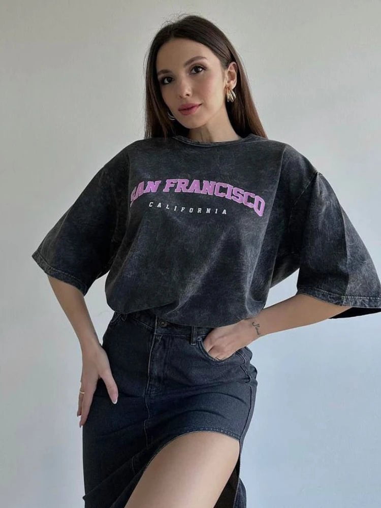 Cap Point Black 7 / M Aimee Vintage Cotton Streetwear T-shirt