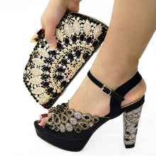 Load image into Gallery viewer, Cap Point black / 7 Monisa Desgin Sandal Shoes Evening Matching Bag Handbag Set
