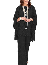 Load image into Gallery viewer, Cap Point black / 8 Geneva 3 Piece Long Sleeve Mother of the Bride Pant Suit
