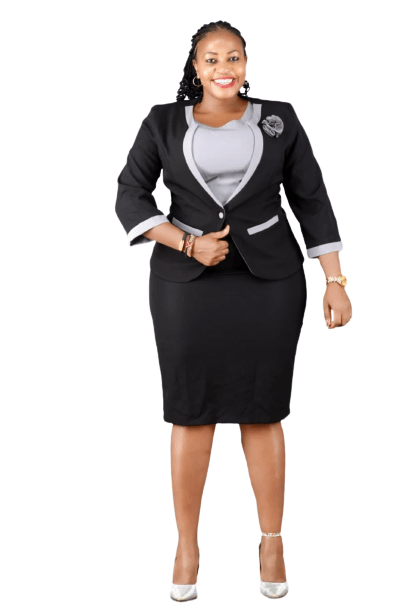 Cap Point Black / 8 New Luxurious Color Block Zuri Dress Blazer Set