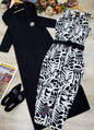 Cap Point Black / 8 Office Wear Two Piece Slim Printed Dress And  Full Sleeve Blazer