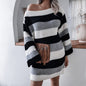 Cap Point Black-B / S Elisa Off Shoulder Lantern Long Sleeve Knitted Sweater Dress