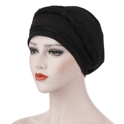 Cap Point black Barbara Silky Bright Wire Braided Turban