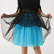 Load image into Gallery viewer, Cap Point black blue / One Size Party Train Puffy Tutu Tulle Wedding Bridal Bridesmaid Skirt

