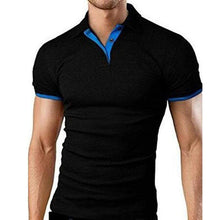 Load image into Gallery viewer, Cap Point Black blue / XXS Cody Summer Stritching Men&#39;s Shorts Sleeve Polo
