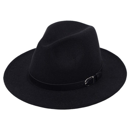 Cap Point Black Classic British Fedora Men Women Woolen Winter Felt Jazz Hat
