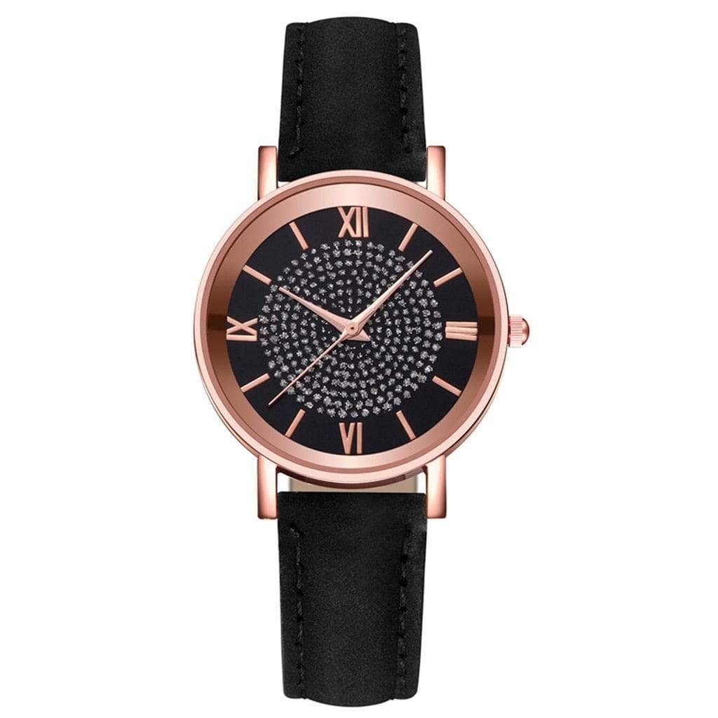 Cap Point Black Fashion Women's Luxury  Quartz Watch