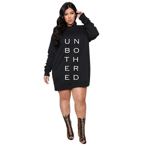 Cap Point black fly / XL Plus Size Letter Print Hoodie Casual Loose Mini Dress