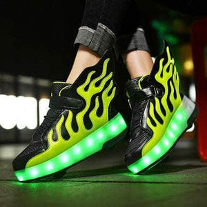 Cap Point Black green / 9.5 Heelys LED Luminous Rechargeable Lightweight Roller Shoes
