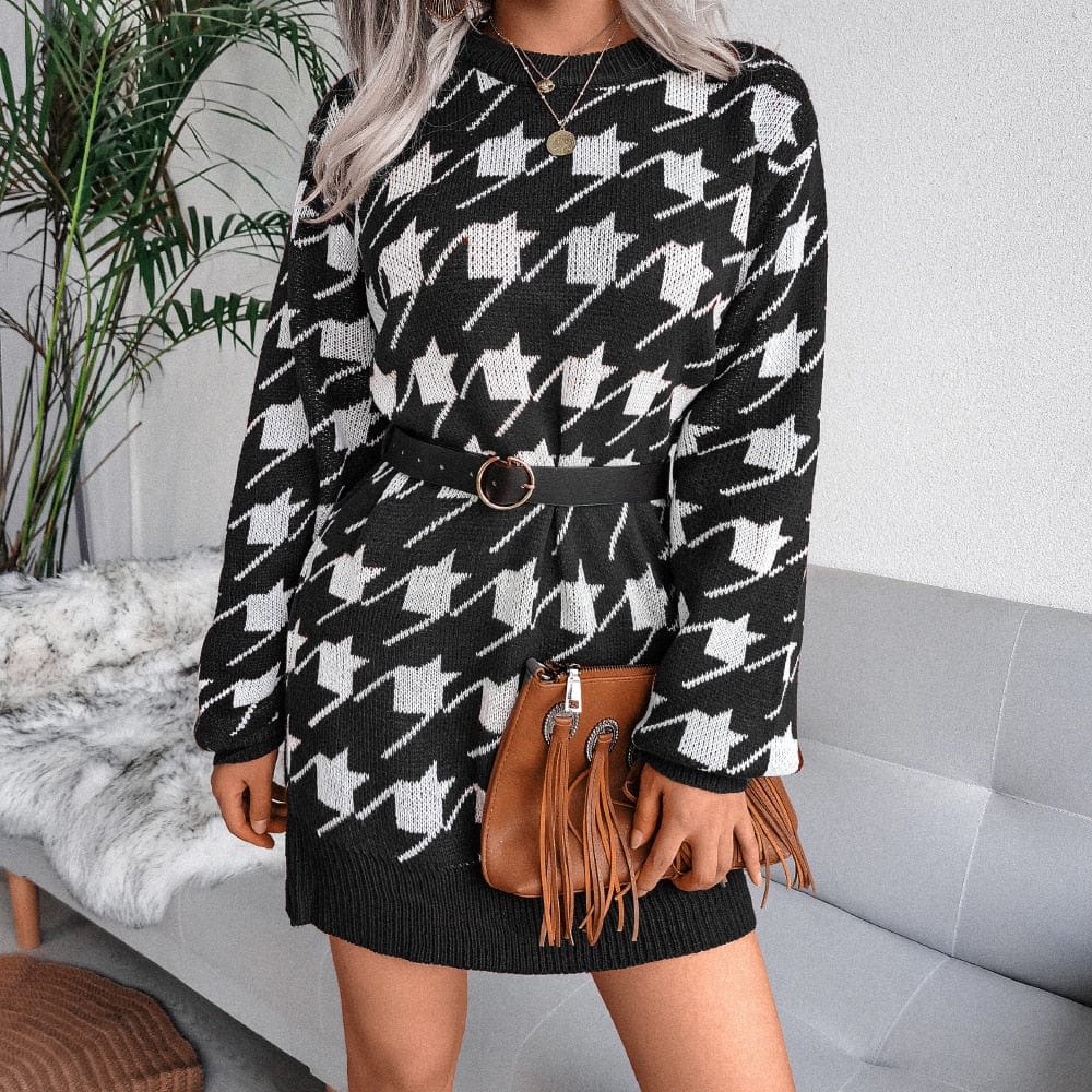 Cap Point Black-H / S Elisa Off Shoulder Lantern Long Sleeve Knitted Sweater Dress