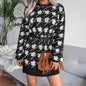 Cap Point Black-H / S Elisa Off Shoulder Lantern Long Sleeve Knitted Sweater Dress