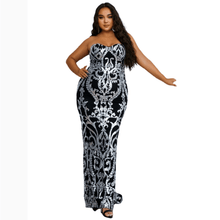 Load image into Gallery viewer, Cap Point Black / L / 158-185 Naella Plus Size Floor Length Sequins Bustier Tube Dress
