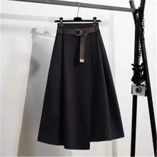 Load image into Gallery viewer, Cap Point black / L England Style Vintage Pleated  Wool Midi Skirts 
