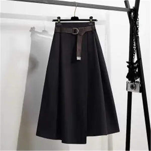 Cap Point black / L England Style Vintage Pleated  Wool Midi Skirts 