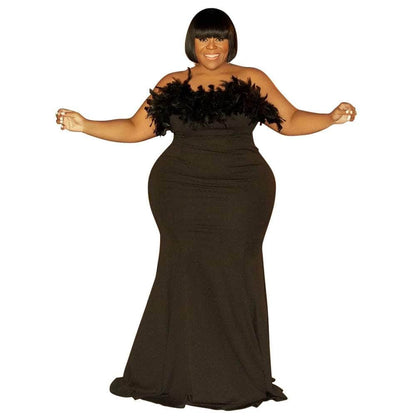 Cap Point Black / L Joelle Plus Size Party Club Evening Elegant Bodycon Dress