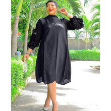 Load image into Gallery viewer, Cap Point Black / L Pamela Petal Splice Sleeve Loose Streetwear Midi Dress
