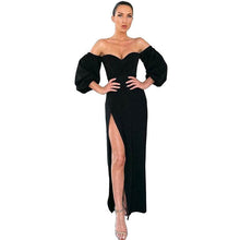 Load image into Gallery viewer, Cap Point Black / L Salome solid style evening dress
