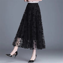 Charger l&#39;image dans la galerie, Cap Point Black / M Belline Mesh Floral Long Gauze Skirt High Waisted Puff Skirt
