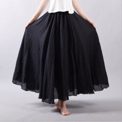 Cap Point black / M Bohemian Beach Empire A-line Pleated Maxi Skirt