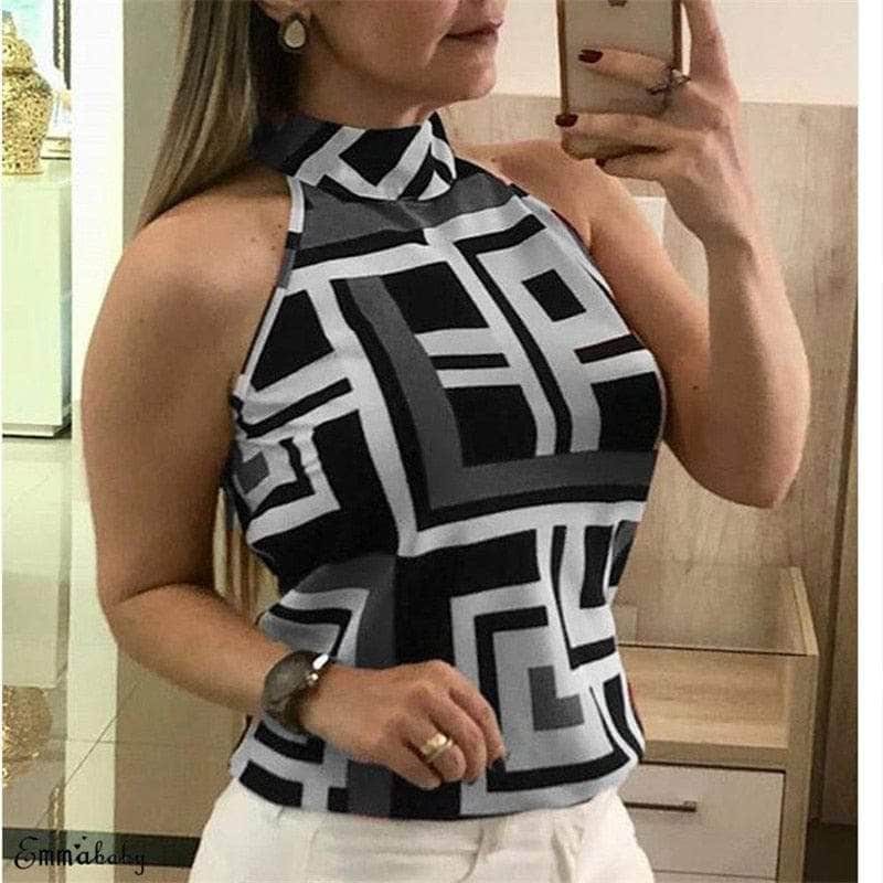 Cap Point Black / M Casual Sleeveless High Neck Hanging Collar Shirt