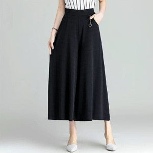 Cap Point black / M Elegant Oversize Calf-Length Wide Leg Pants Skirt